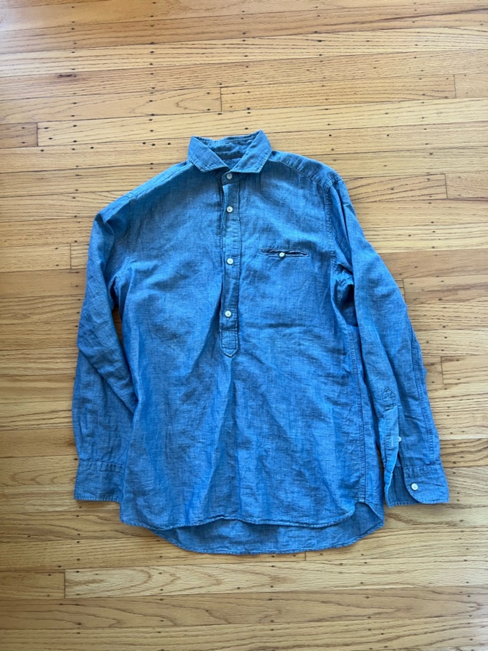 MC2 Saint Barth Mens Medium Blue 100% Linen Button Down Shirt Made in Italy